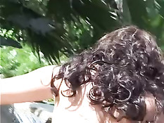 Lesbians In Lingerie Licking Wet Pussy At A Waterfall