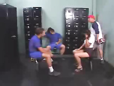 Slut Schoolgirl Takes On Football Players AND Coach!