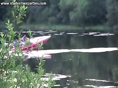 Студенческая групповушка на пикнике за городом