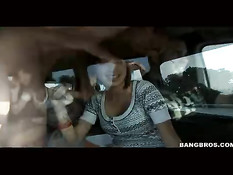 Молодая тёлка делает минет в легковом автомобиле