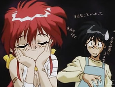 Blonde and redhead seducing boy