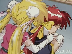 Blond and redhead ninja girls