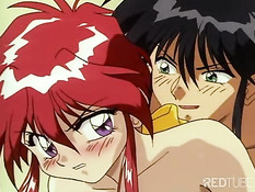 Blond and redhead ninja girls