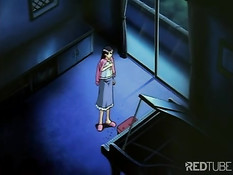 Bondaged anime girl getting teased