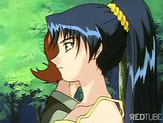 Bondaged anime girl getting teased