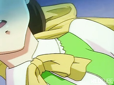 Bondaged anime girl getting teased