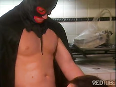 Brunette bitch fucked by masked guy