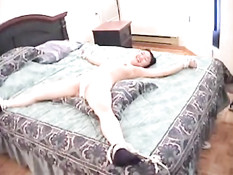 Bondage and clothepins klemming on pussy