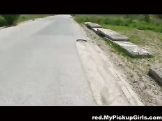 Девку ездящую автостопом отодрали у дороги