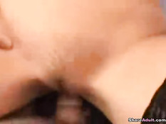 Ебля со смазливой любительницей в чёрных чулках