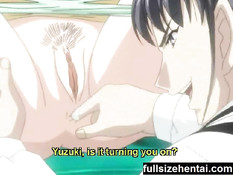 Сисястая хентай девочка получает бутылку в задницу