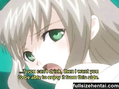 Сисястая хентай девочка получает бутылку в задницу