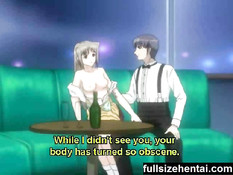 Сисястая хентай девочка получает бутылку в задницу