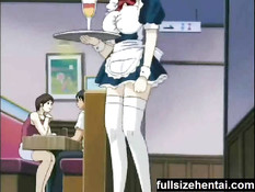 Хентай официантка с массивными сиськами