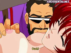 Рыжую анимашку трахают твёрдые члены