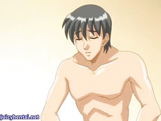 Грудастую хентай малышку отодрали на кровати