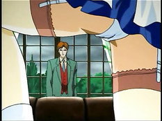 Грязная горничная хентай трахается с хозяином