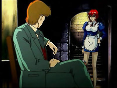 Грязная горничная хентай трахается с хозяином