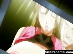 Хентай девушка с большими сиськами скачет на члене