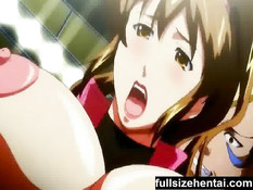 Хентай девушка с большими сиськами скачет на члене