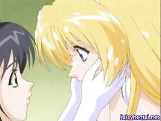 Аниме блондинка принимает в себя упругий член