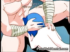 Лысый мужик зажал девку с голубыми волосами