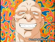 Лысый мужик зажал девку с голубыми волосами