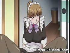 Хентай горничная мастурбирует во время работы