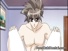 Хентай девочка сделав минет трахается на розовой кровати