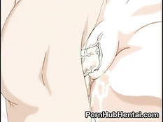 Хентай девочка сделав минет трахается на розовой кровати