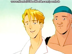 Два парня скрутили и жёстко оттрахали хентай брюнетку