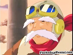 Нечто ласкает сиськастую малышку с зелёными волосами