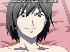 Сладкая девочка хентай обслуживает сразу три члена