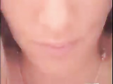 Красивая девушка ласкает член языком и большими сиськами