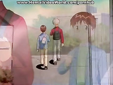 Групповой секс втроём с хентай студенткой