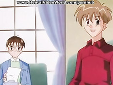 Групповой секс втроём с хентай студенткой