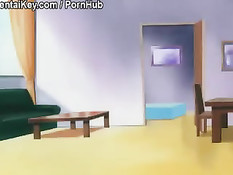 Парень щупает большие сиськи девочке с голубыми волосами