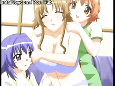 При помощи парня подруги обучают девушку сексу