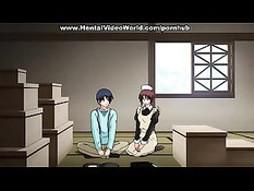 Похотливая аниме горничная залезла на твёрдый член парня