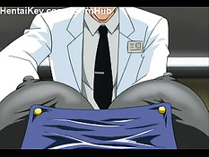 Доктор привязал девку к стене и сжимает её массивные сиськи