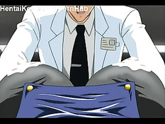 Доктор привязал девку к стене и сжимает её массивные сиськи