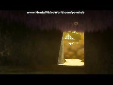 У дерева его большой член входит в мокрую щёлку аниме девчонки