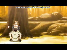 У дерева его большой член входит в мокрую щёлку аниме девчонки