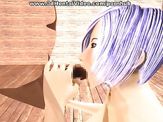 Сексуальная аниме чикса с огромными сиськами и синими волосами