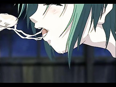 Связанная аниме девка сосёт член и испытывает мокрый оргазм