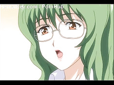 Подруга с зелёными волосами приласкала член большой грудью