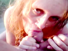 Horny girl on the beach