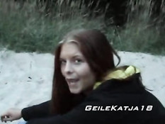 Katja having fun on the beach