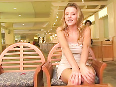 Blond hooker masturbating in public