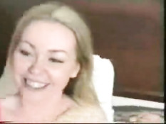 Gorgeous blonde teen fucks dildo